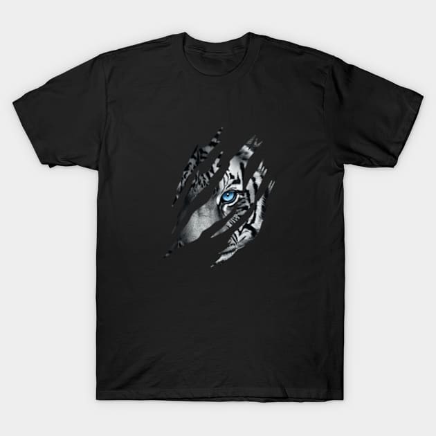 Cat Eye of the Fearless Tiger Silhouette T-Shirt by DarkStile